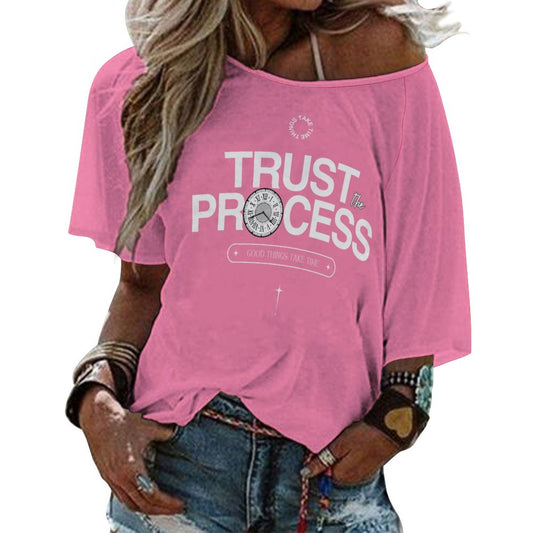 Trust the Process Women’s Off the Shoulder Half-Sleeve T-shirt